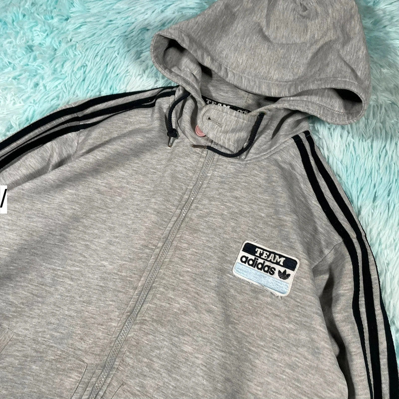 Vintage 00s Grey Adidas Hoodie Full Zip - XL