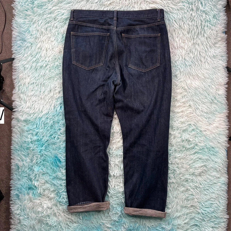 Navy Uniqlo Selvedge Jeans Straight Leg - W33 32L