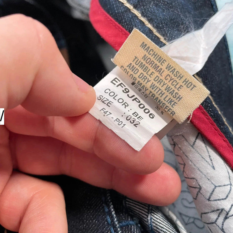 Navy Evisu Genes Jeans All Over Logo - -W32 L32