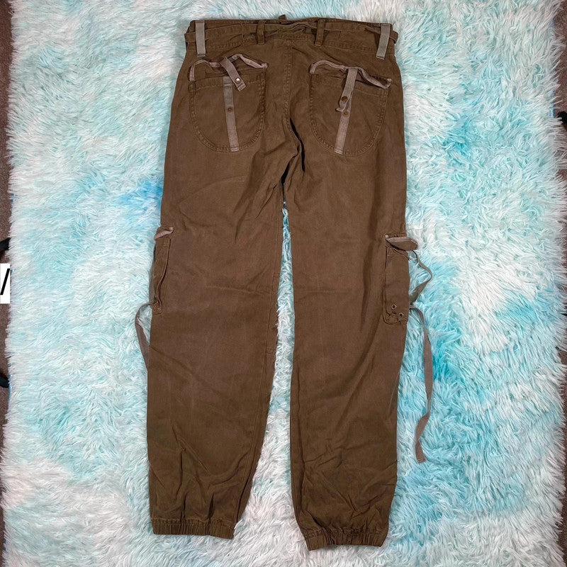 Vintage 00s Y2K Brown Combat Cargo Trousers - UK8