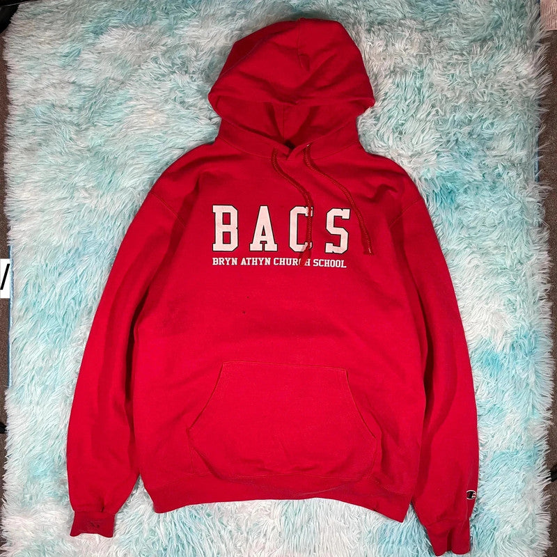 Red Champion Hoodie US College BACS - Large