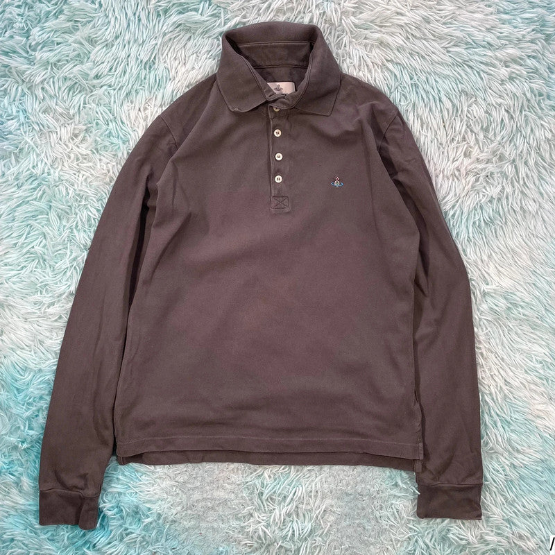 Grey Vivienne Westwood Polo Shirt Long Sleeve - Medium