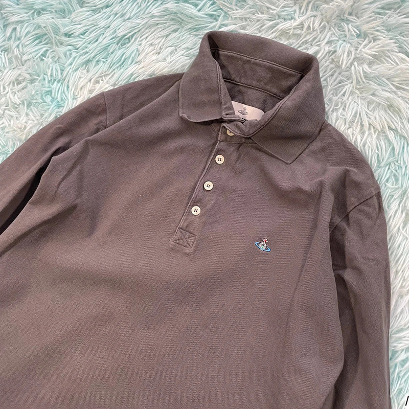 Grey Vivienne Westwood Polo Shirt Long Sleeve - Medium