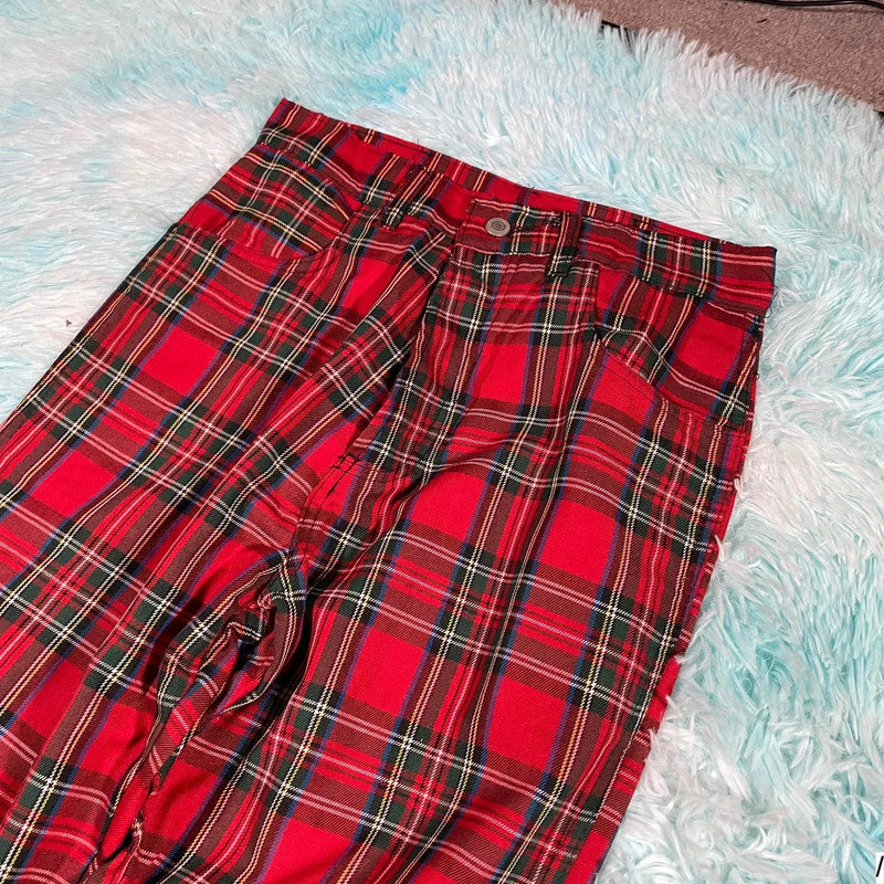 Vintage 90s Red Tartan Golf Trousers - 32W 32L