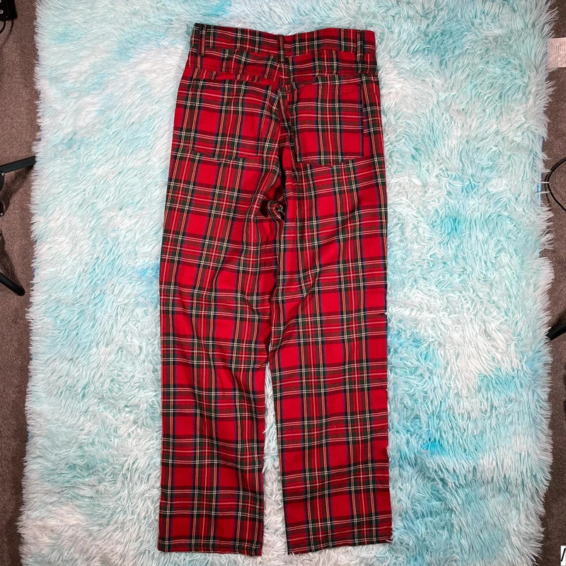 Vintage 90s Red Tartan Golf Trousers - 32W 32L