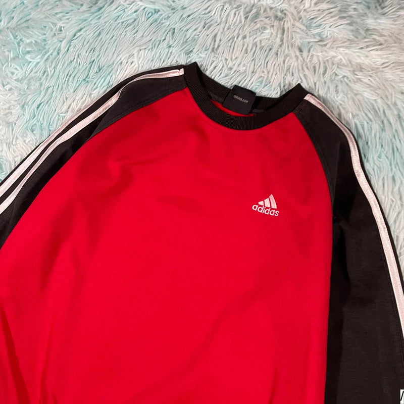 Vintage 00s Red & Black Adidas Sweatshirt - Medium