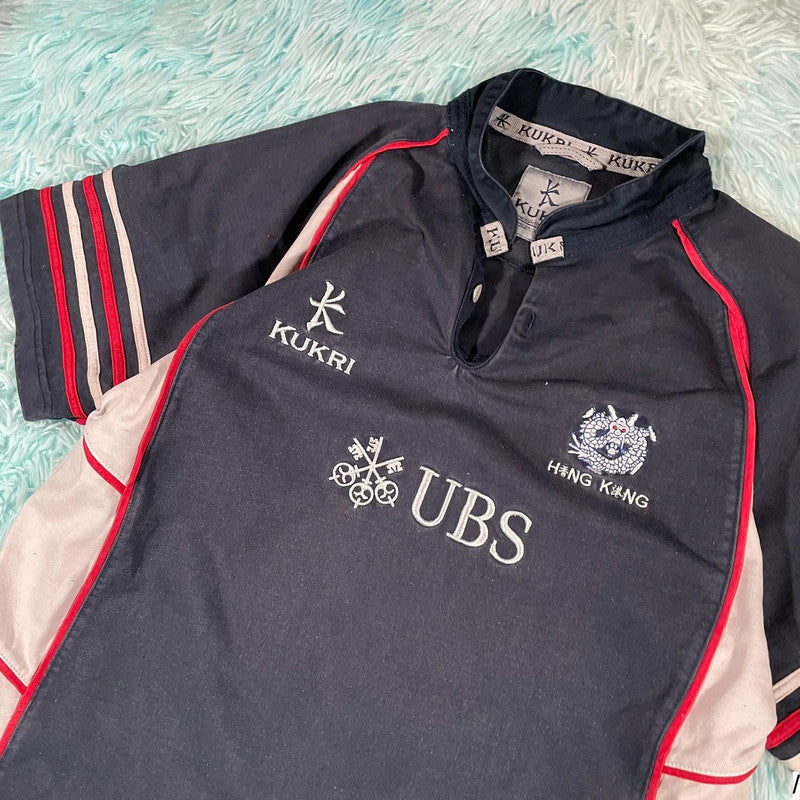 Vintage Navy Hong Kong Rugby Shirt Kukri - Medium