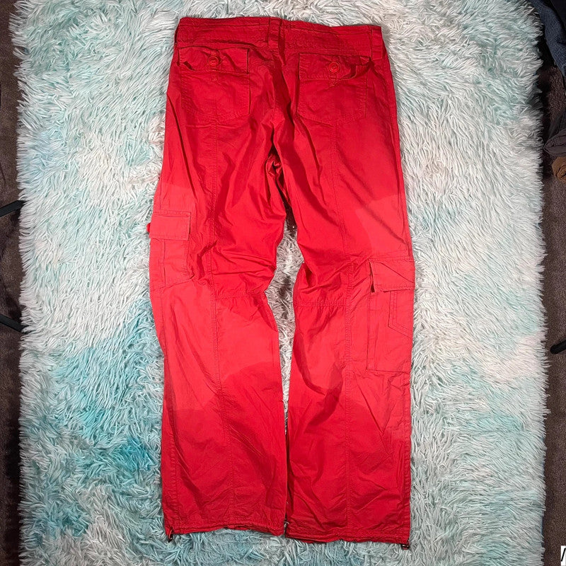 Vintage Y2K Red Cargo Trousers - Size 10