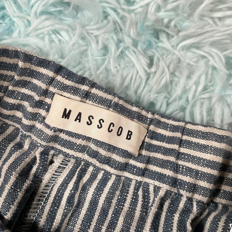 Blue & White Striped Masscob Trousers - Size 8