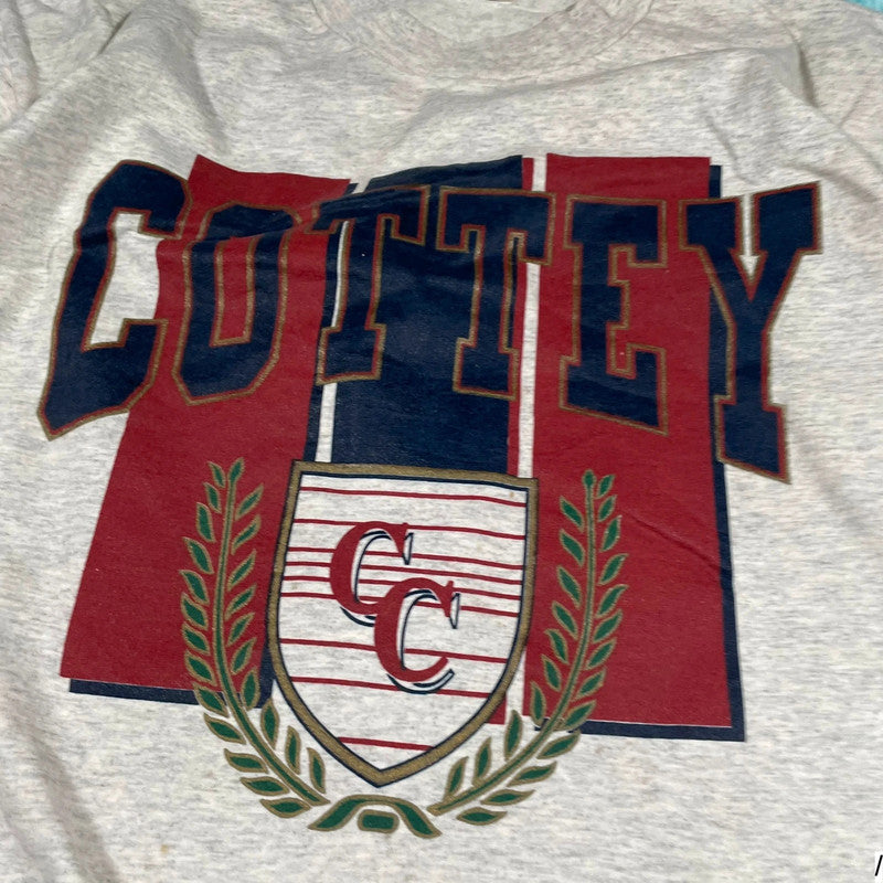 Vintage 90s Grey Cottey College US Graphic T Shirt - Large
