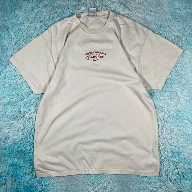 Cream Nike Embroidered T Shirt - large