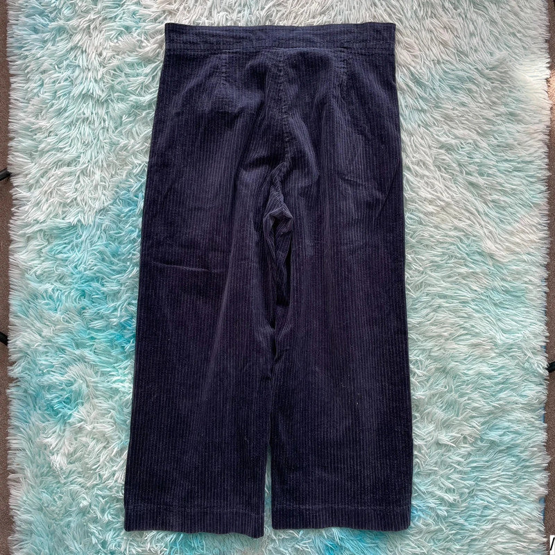 Navy Oliver Bonas Corduroy Trousers Wide Leg - Size 14