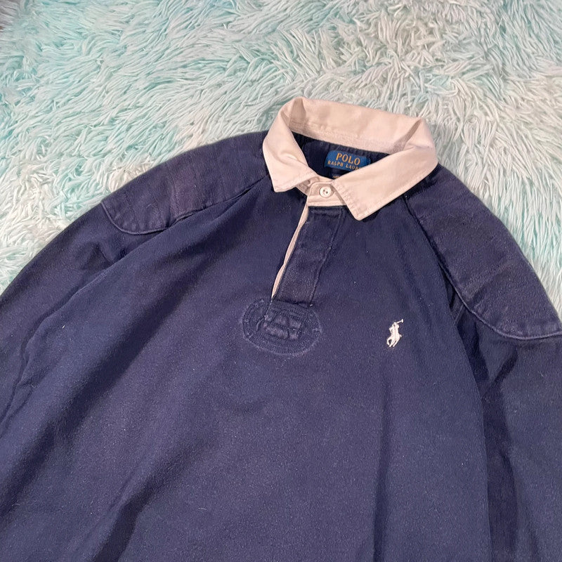 Navy Polo Ralph Lauren Rugby Shirt - Large