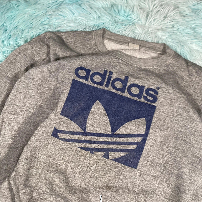 Vintage 80s Grey Adidas Graphic Sweatshirt - Large