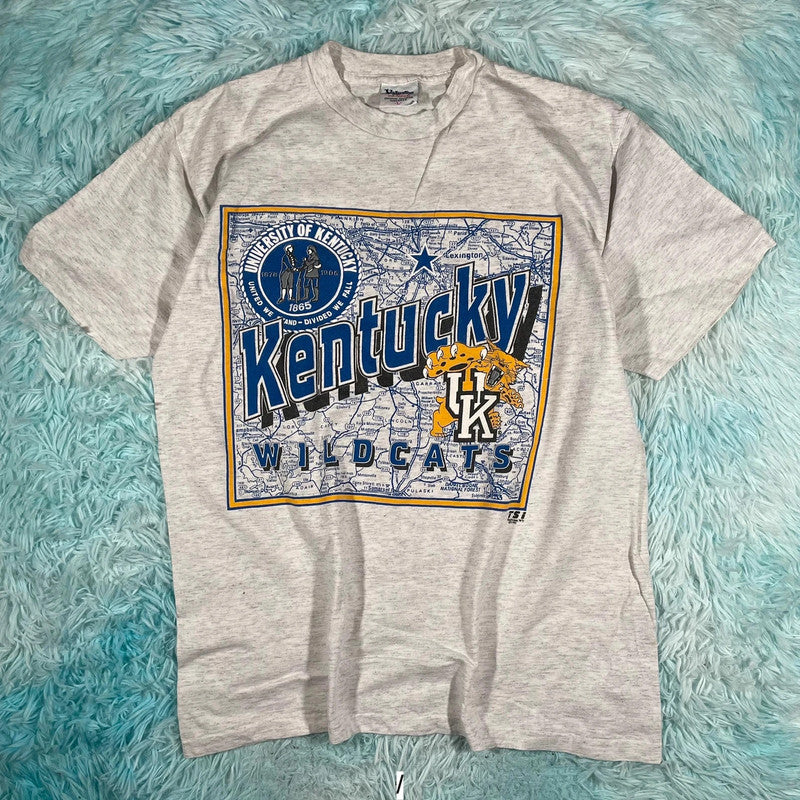 Vintage 90s Grey Kentucky Wildcats Graphic T Shirt - Large