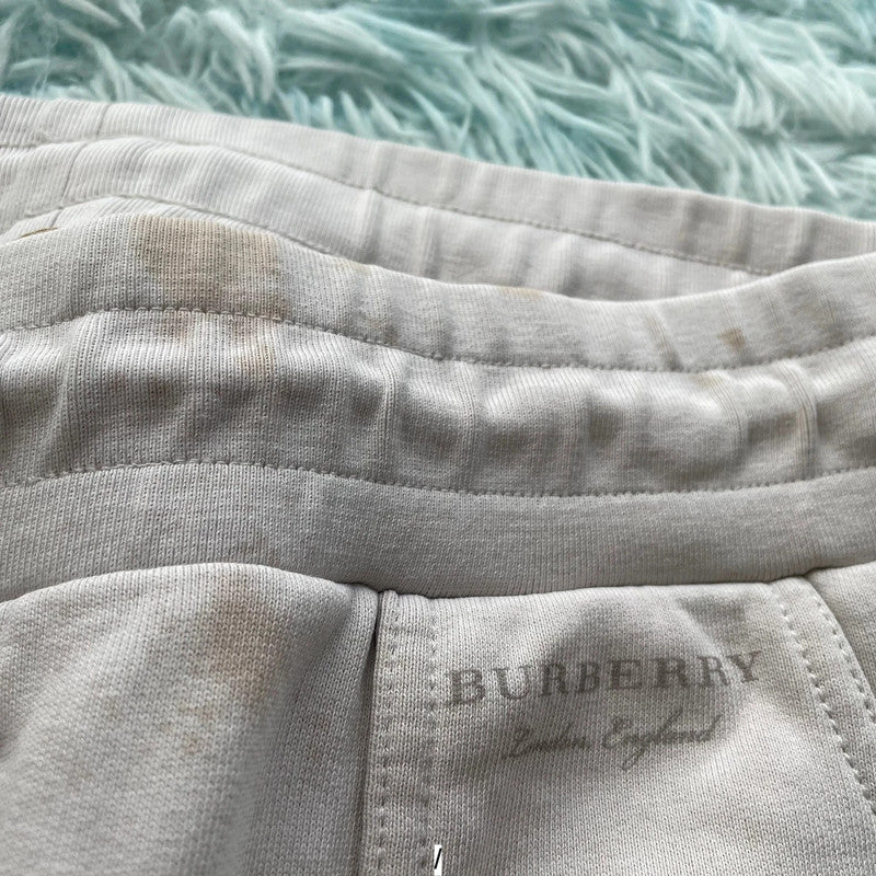 Cream White Burberry Tracksuit Bottoms - Large