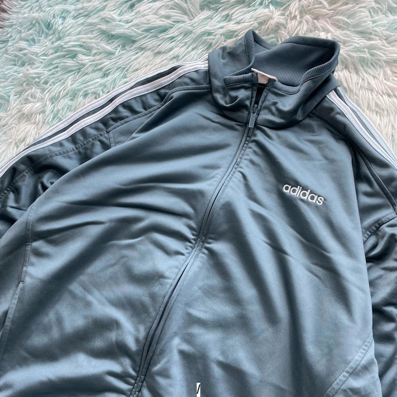 Vintage 00s Ocean Blue Adidas Track Jacket - Largw