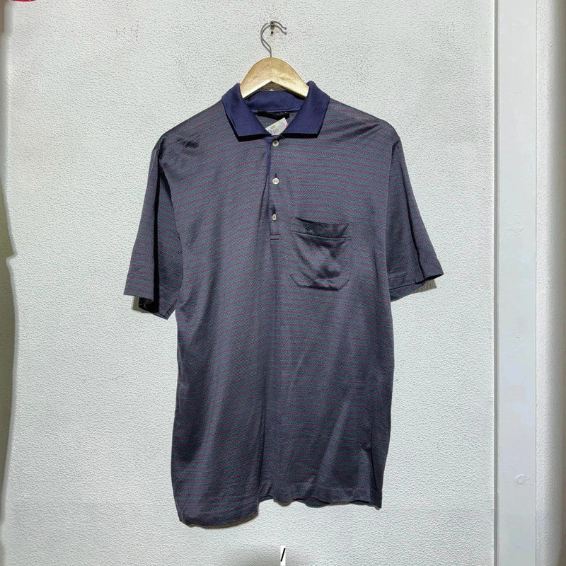 Vintage 80s Patterned Christian Dior Polo Shirt - Medium