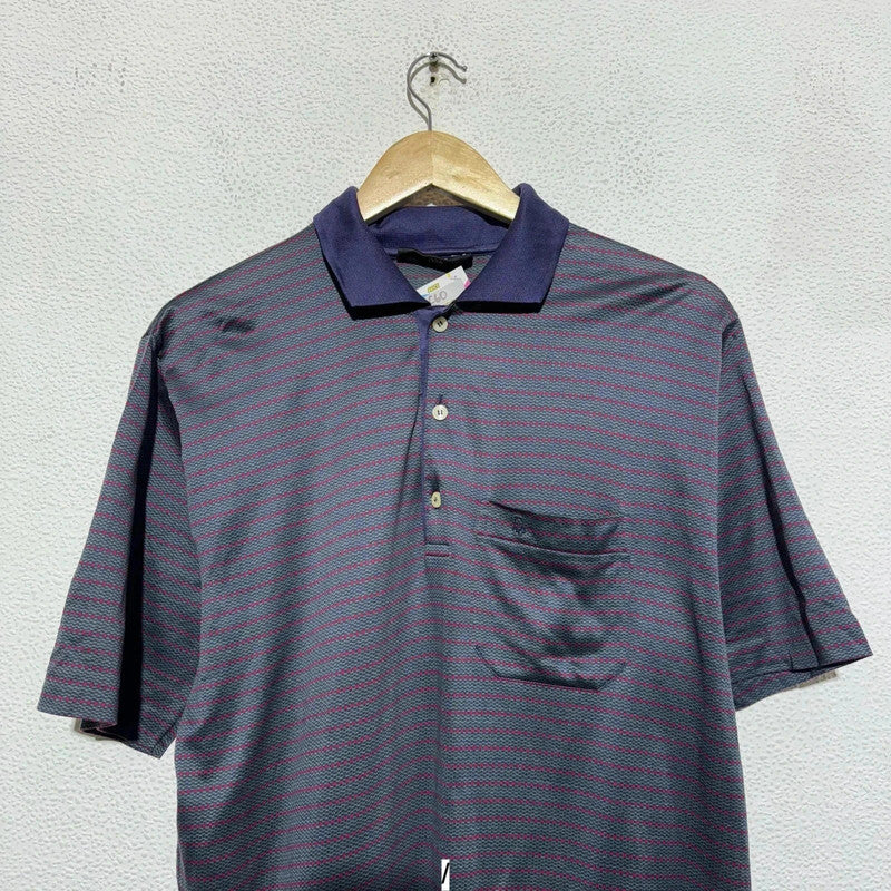 Vintage 80s Patterned Christian Dior Polo Shirt - Medium
