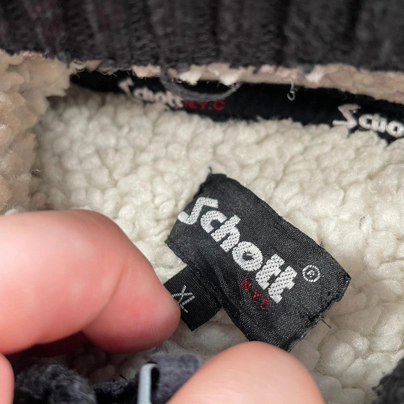 Vintage Black Schott NYC Sherpa Fleece - XL