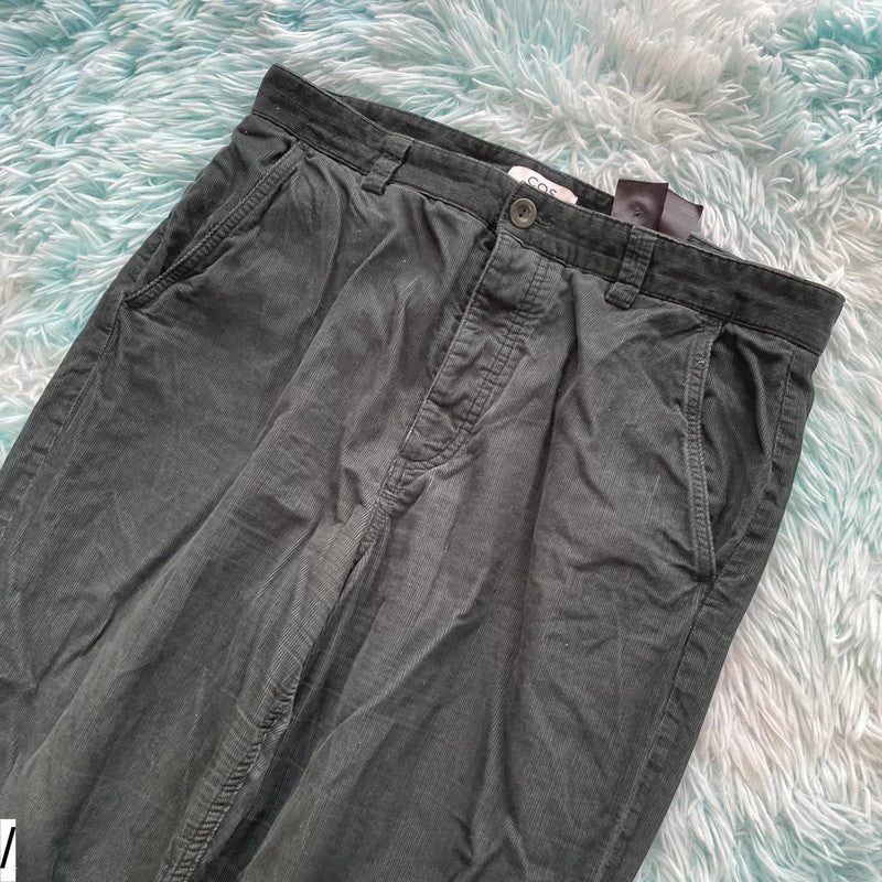 Dark Green Cos Corduroy Trousers - Size 12