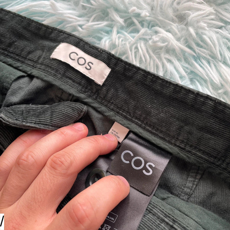 Dark Green Cos Corduroy Trousers - Size 12
