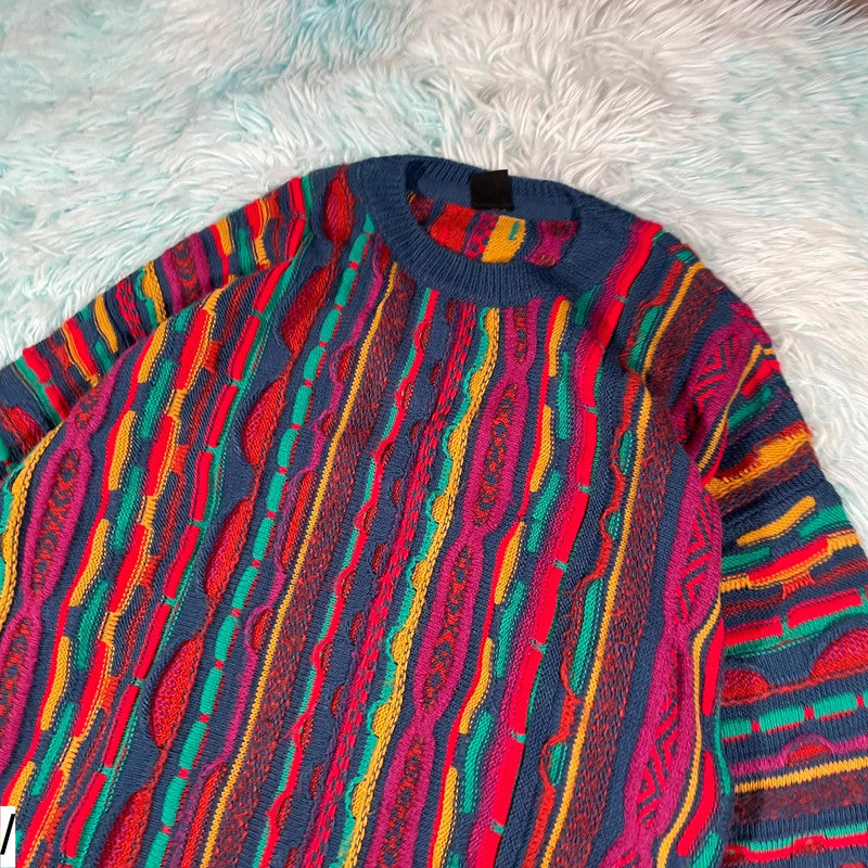 Multicoloured 3D Knit Urban Outfitters Knitted Jumper - Small