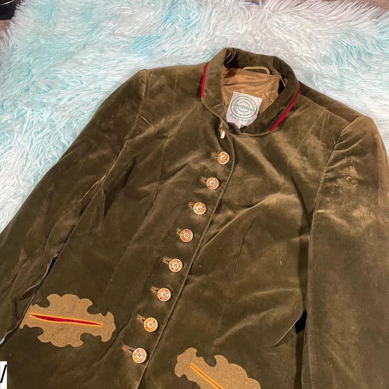 Vintage Khaki Gaisberger Austrian Suede Jacket - Small