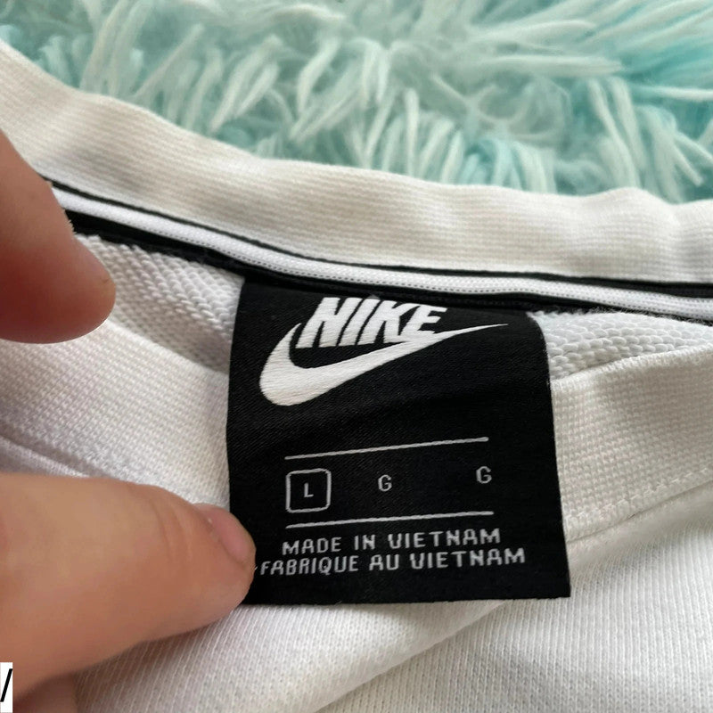 White Nike Sweatshirt Graphic - Large