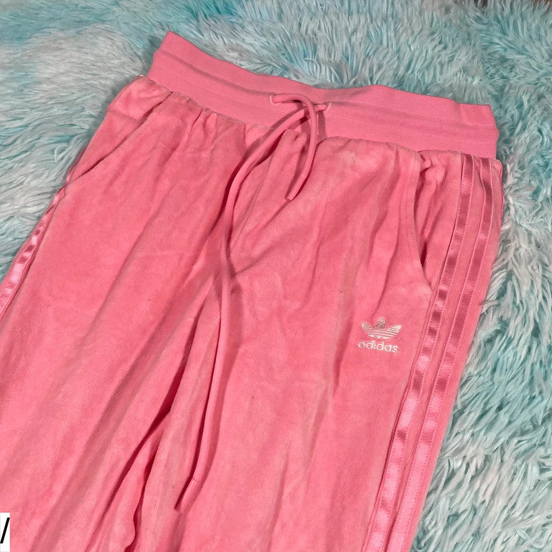 Pink Adidas Velour Joggers - XS