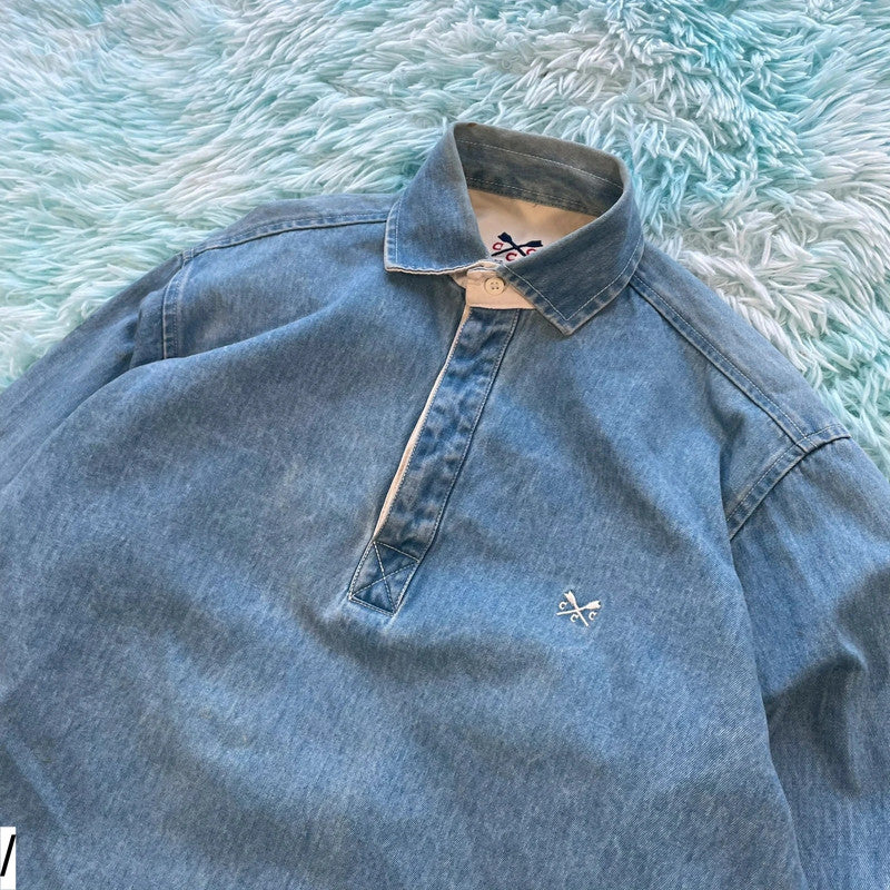Vintage Crew Clothing Denim Polo Shirt - Small