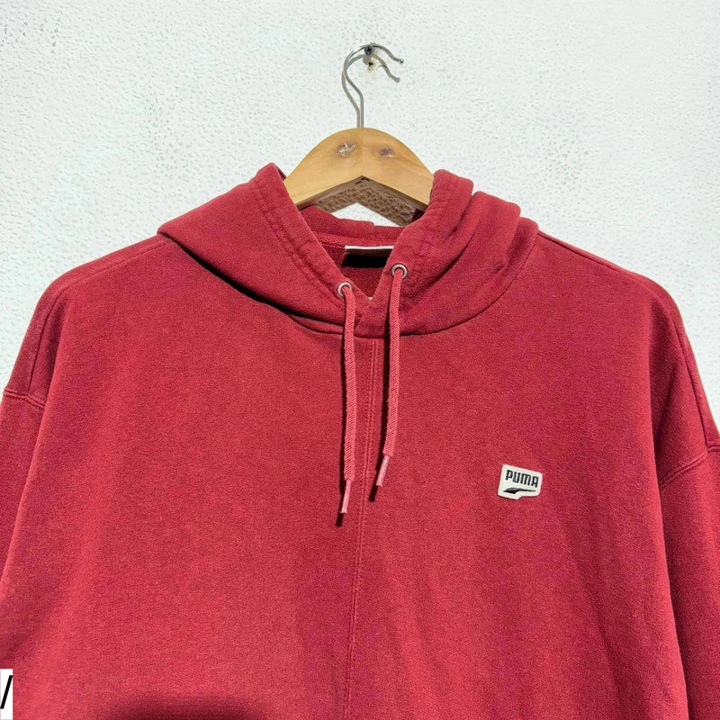 Burgundy Red Puma Hoodie Plain - Medium