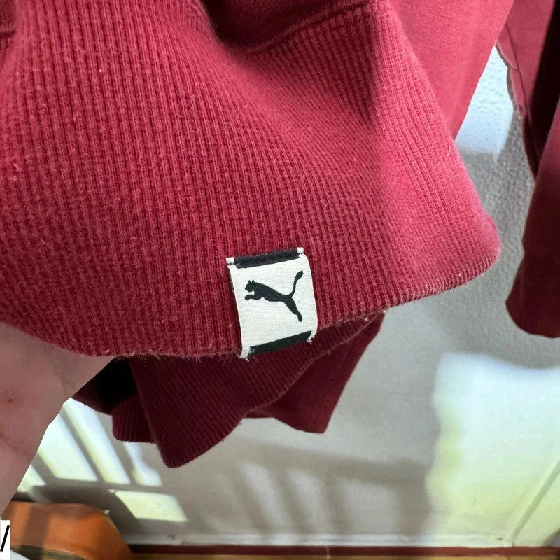 Burgundy Red Puma Hoodie Plain - Medium
