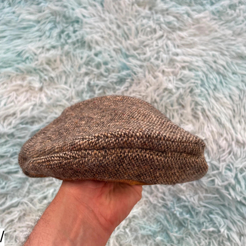 Vintage 90s Brown Donegal Tweed Flatcap Hat - M