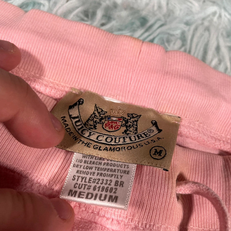 Vintage Y2K Pink Juicy Couture Velour Tracksuit Bottoms - Medium