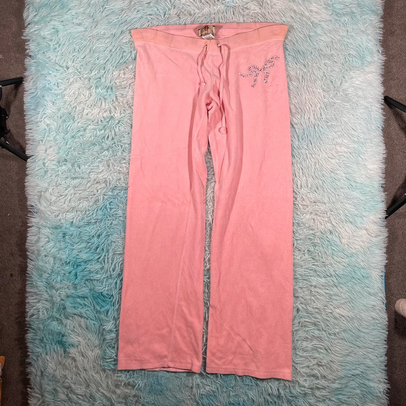 Vintage Y2K Pink Juicy Couture Velour Tracksuit Bottoms - Medium