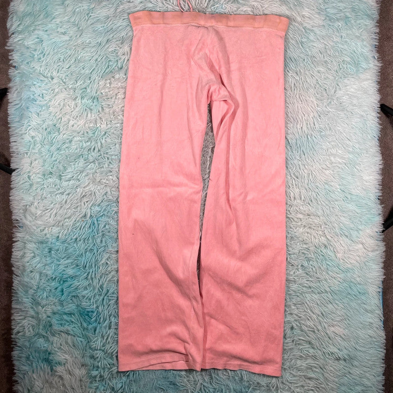 Vintage Y2K Pink Juicy Couture Velour Tracksuit Bottoms - Medium