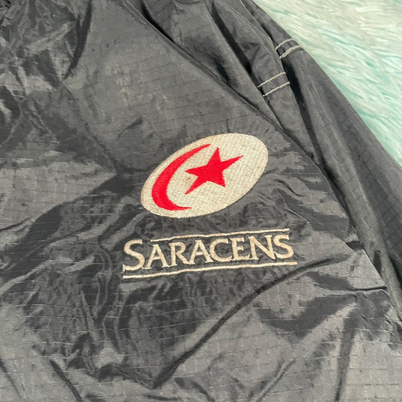 Vintage 90s Black Saracens Windbreaker Jacket Cotton Oxford - XL
