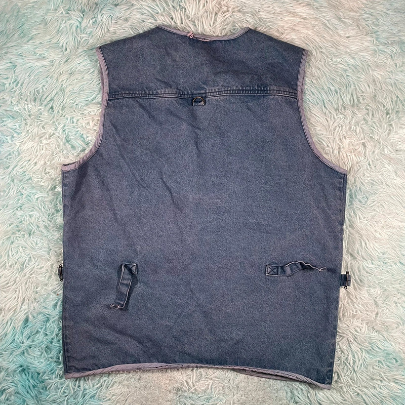 Denim Fishing Utility Vest Jacket - XXL