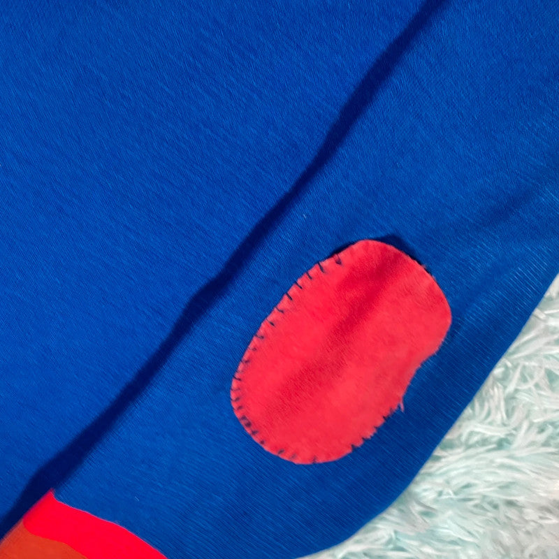 Vintage 70s Blue & Red German Sweatshirt - Large