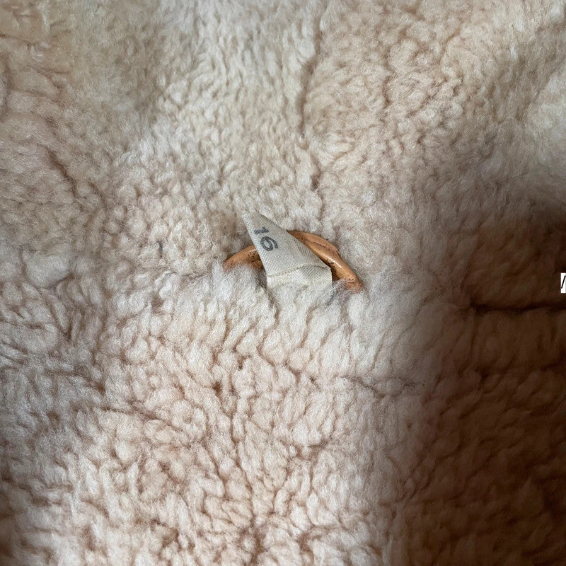 Vintage 90s Brown Sheepskin Leather Jacket Delboy - Size 16