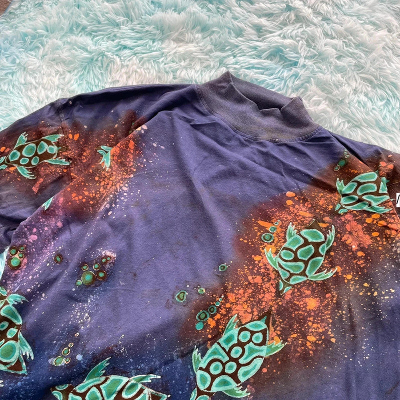 Vintage 80s Funky Turtle Graphic T Shirt - Small