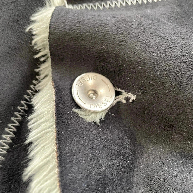 Vintage Black Diesel Faux Suede Fur Jacket - Large