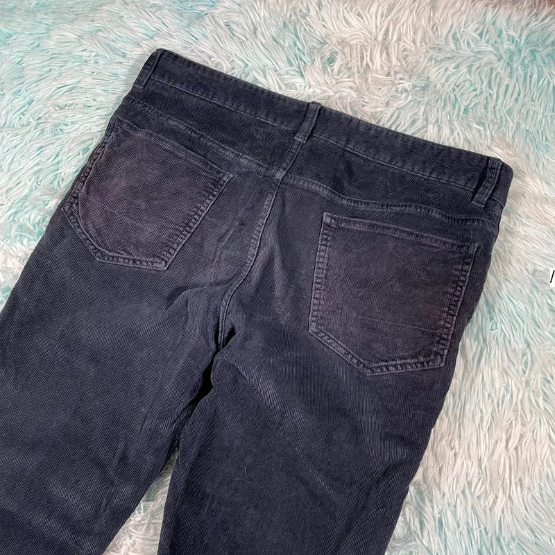 Navy Spoke Corduroy Trousers Slim Fit - 34W