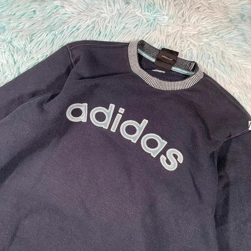 Vintage 90s Navy Adidas Sweatshirt - Small