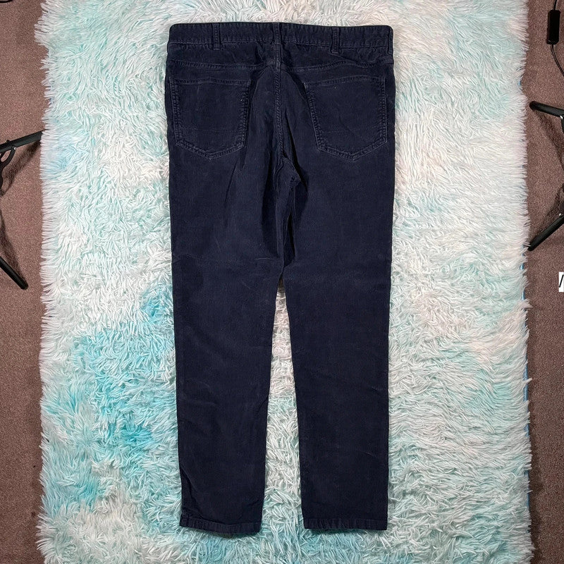 Navy Spoke Corduory Trousers - 37W 32L
