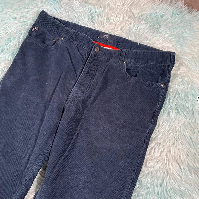 Navy Spoke Corduory Trousers - 37W 32L