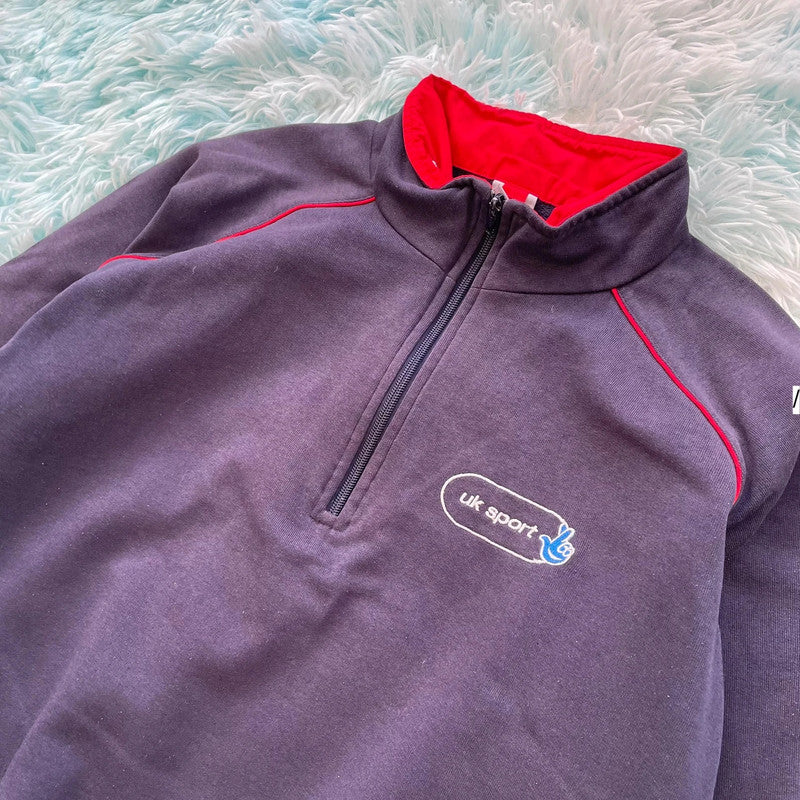 Vintage 90s Navy UK Sport 1/4 Zip Sweatshirt - Medium
