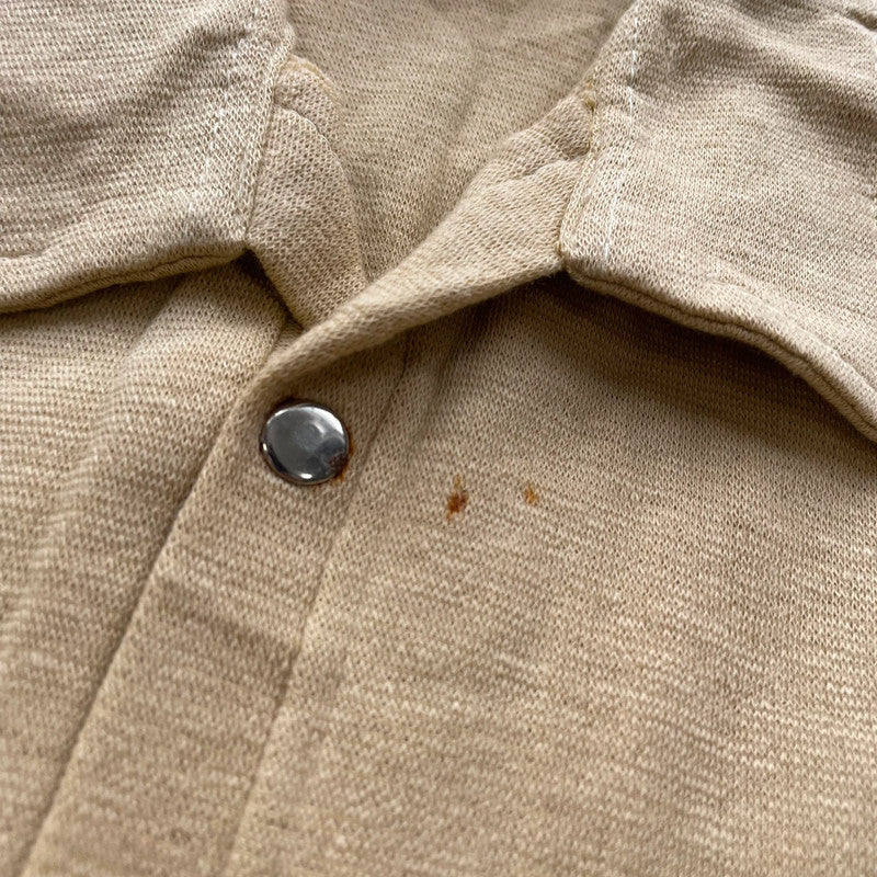 Vintage 1970s Brown Polo Shirt Goa Print - Medium