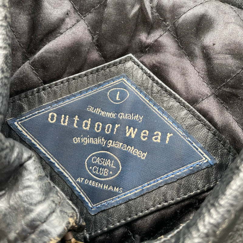 Vintage 90s Black Boxy Leather Jacket - Large